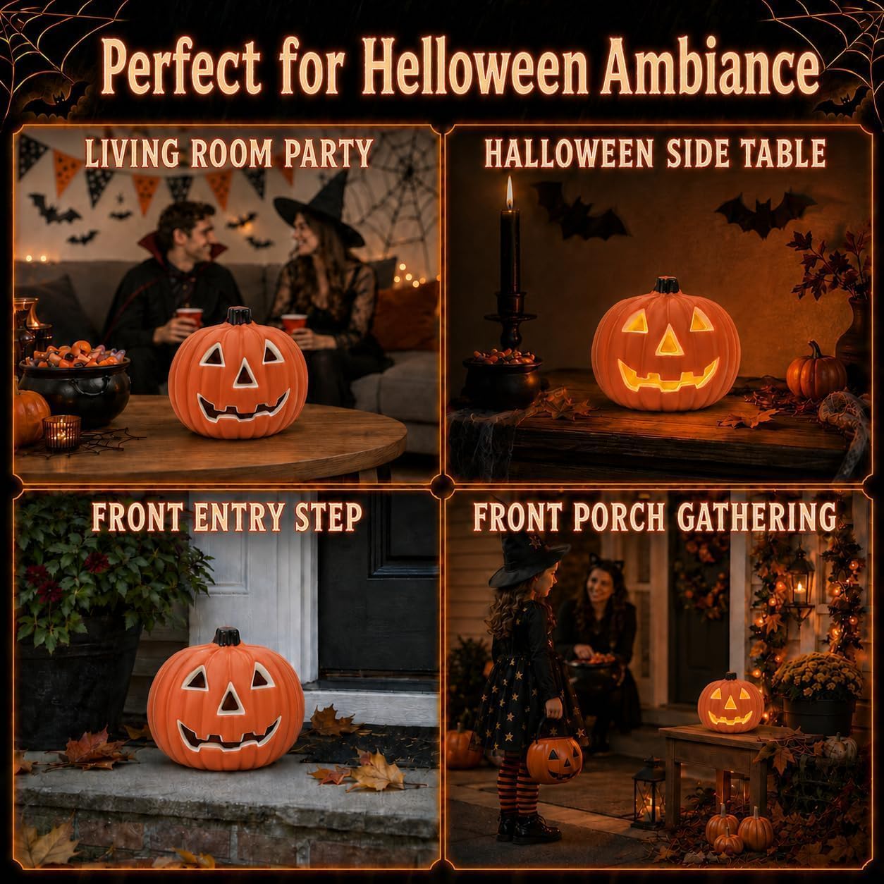 Halloween Light up Pumpkin | Plastic Jack O Lantern for Halloween, Orange
