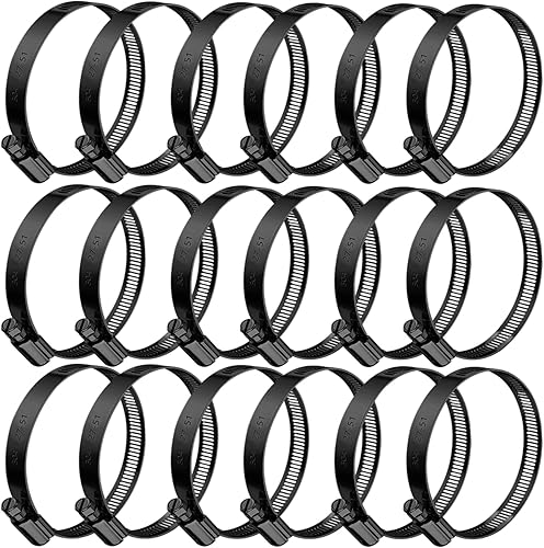 Miniatura 19 de BOTTEN Abrazaderas de manguera negras de 8 piezas, 3 pulgadas (2.559-3.504 in) 304 abrazaderas de manguera de engranaje helicoidal ajustables