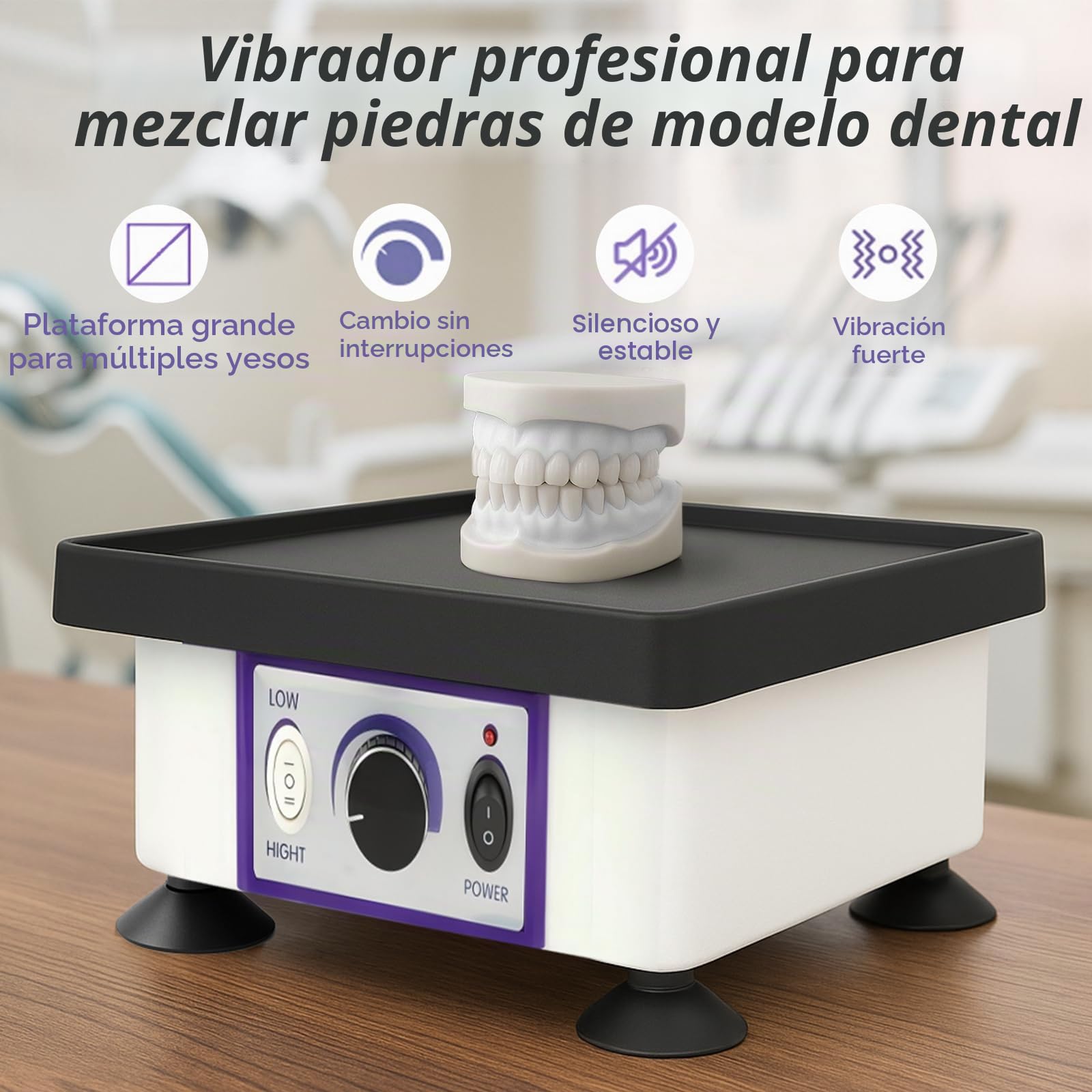 Placa vibratoria para Yeso, 8" x 6" Mezclador Oscilador Dental,120W Velocidad Ajustable Placa Vibratoria Eléctrica,Vibrador Dental para Laboratorio Dental,para Mezclar Yeso y modelar