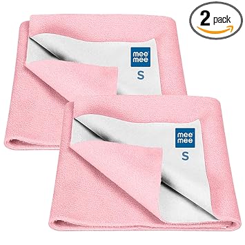 Mee Mee Instadry Cotton Bed Protector Mattress Extra Absorbent, Breathable, Soft and Gentle, Reusable Waterproof Quick Dry Baby Cot Sheet for Toddler Infant, 0 to 36 Month, 140x100cm (Maroon) - image, photos
