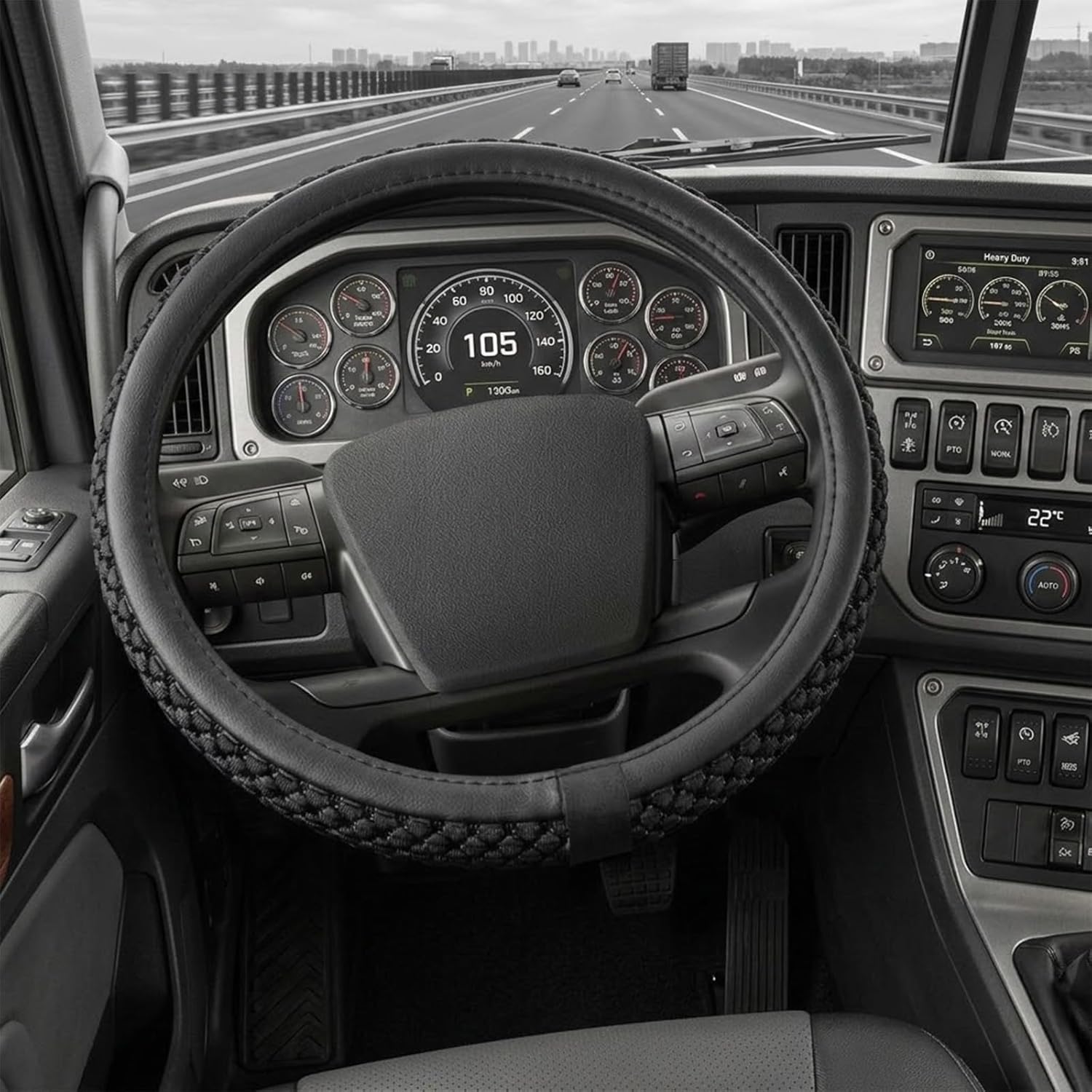 Size 16-20 Inch Ice Silk Ventilation Multi-Style Comfy Grip Steering Wheel Cover for Truck, Bus, Big Rig Trucker,SUV， Anti-Slip Design 16-20 Inch (Purple, 20)
