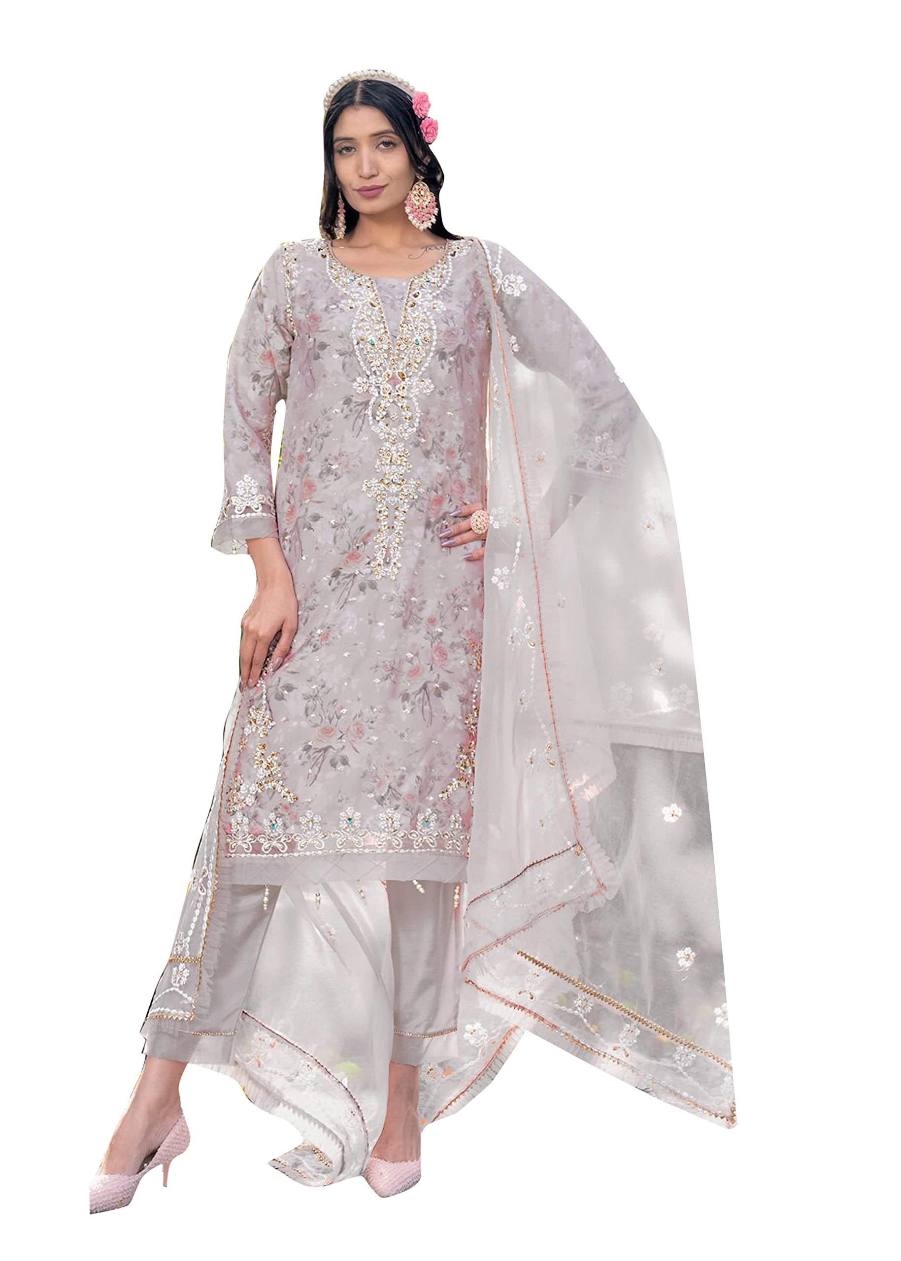 UdayArtwomen's organza silk with heavy embroidery and sequence work multi color designer salwar suit