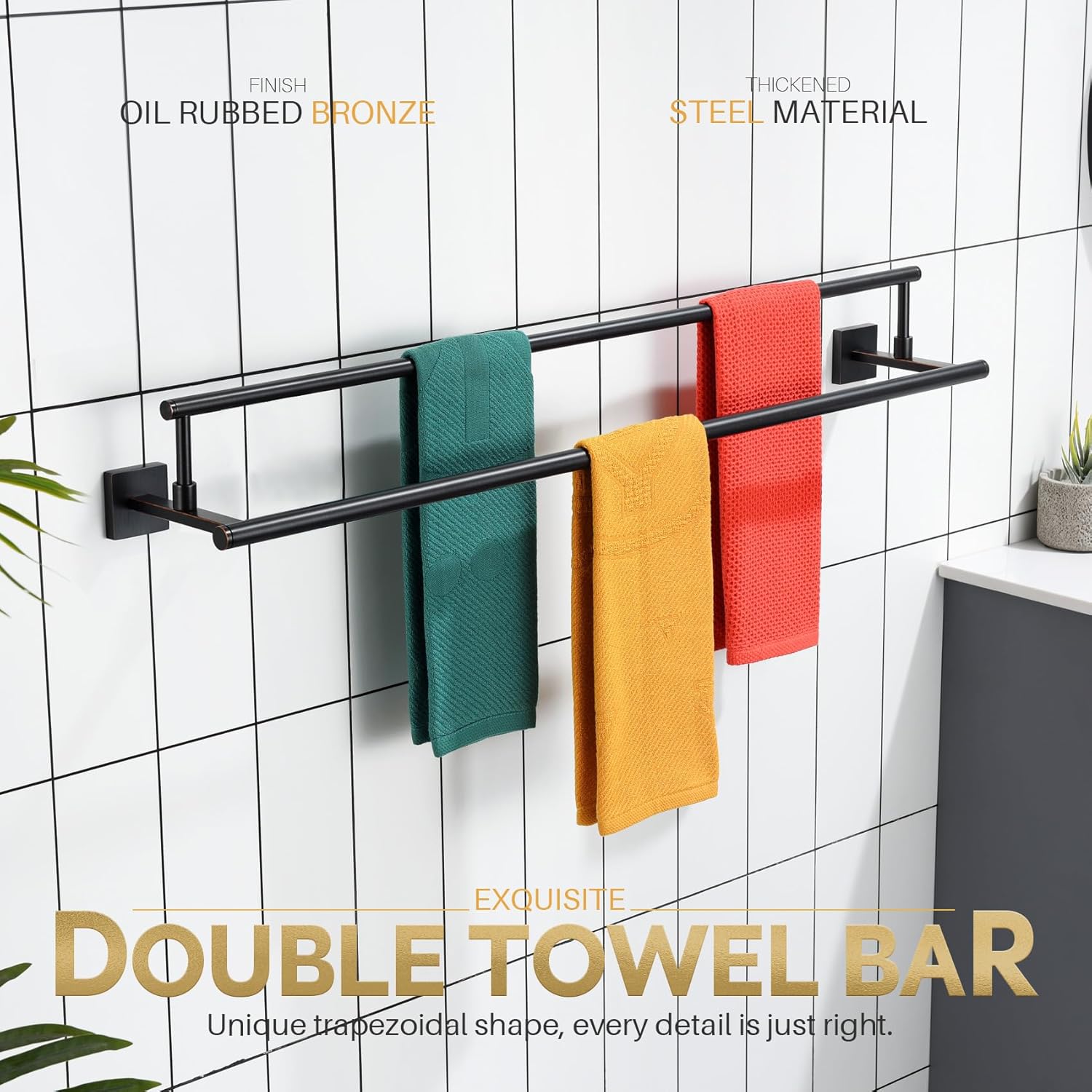 KOKOSIRI 36 Inch Towel Bars Bathroom Towel Racks Towel Rails Bath Towel Rods Towel Ring Towel Holder Towel Hanger Staionless Steel Wall Mounted Oil Rubbed Bronze B5009ORB-L36+B3010ORB
