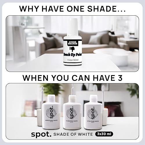 Miniatura 8 de Pintura de retoque con acabado mate, para armarios, paredes, ventanas, puertas y muebles, kit de 3 colores que combina con el 90% de las