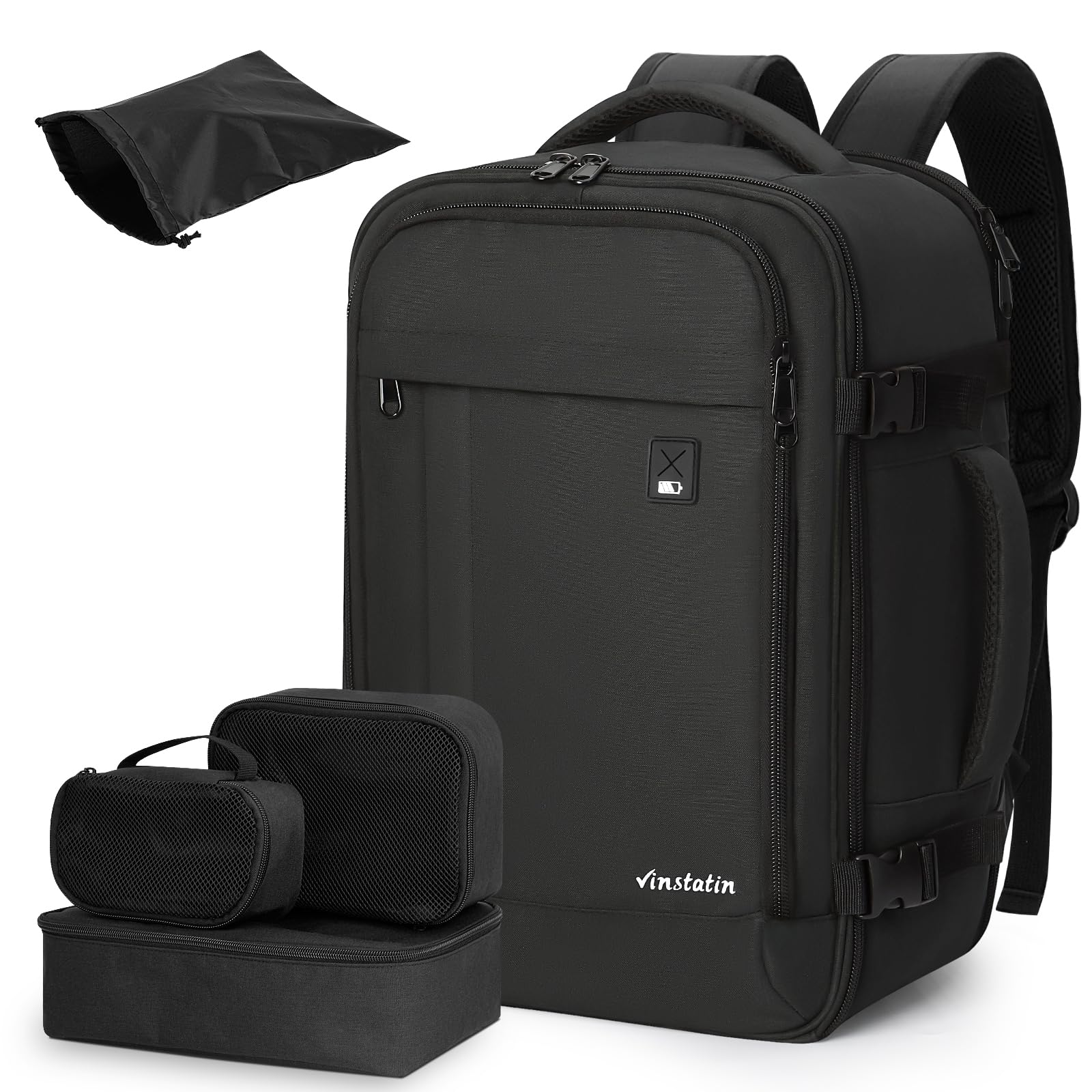 Vinstatin Zaino Ryanair 40x20x25 (20L) Zaino da Viaggio per Donne e Uomini,Zaino Aereo con 4 Sacchetti Organizzatori, bagaglio a mano Borsa Viaggio Cabina Zaino Travel Viaggio Casual