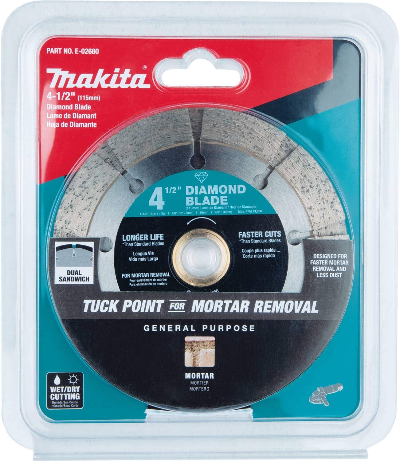 Makita E-02680 4-1/2" Dual Sandwich Diamond Tuck Point Blade