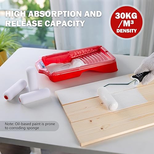 Miniatura 3 de Mister Rui Paquete de 10 fundas de rodillo de espuma de 4 pulgadas, densidad media de 66.1 lbsm, lavables y reutilizables para un acabado suave en