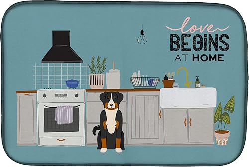 Miniatura 79 de Caroline's Treasures CK7824DDM - Tapete absorbente para secado de platos con diseño de bulldog inglés, rojo y blanco, para encimera de cocina, 14 x