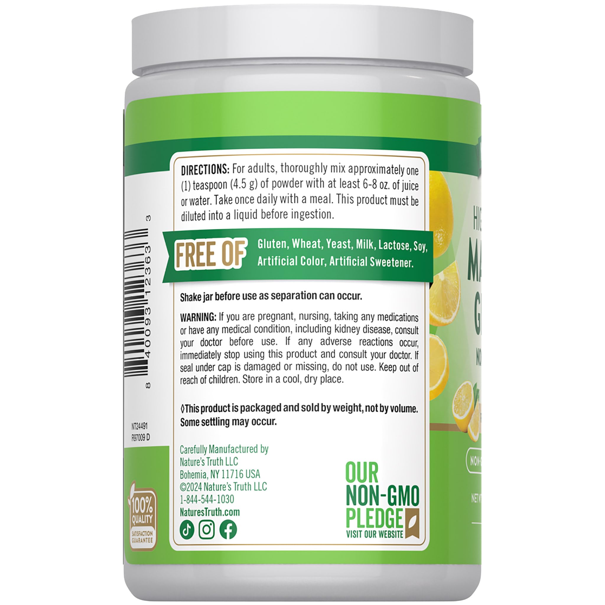 Nature's Truth Magnesium Glycinate Powder | 6 oz | Lemon Flavor — Amazon image 7