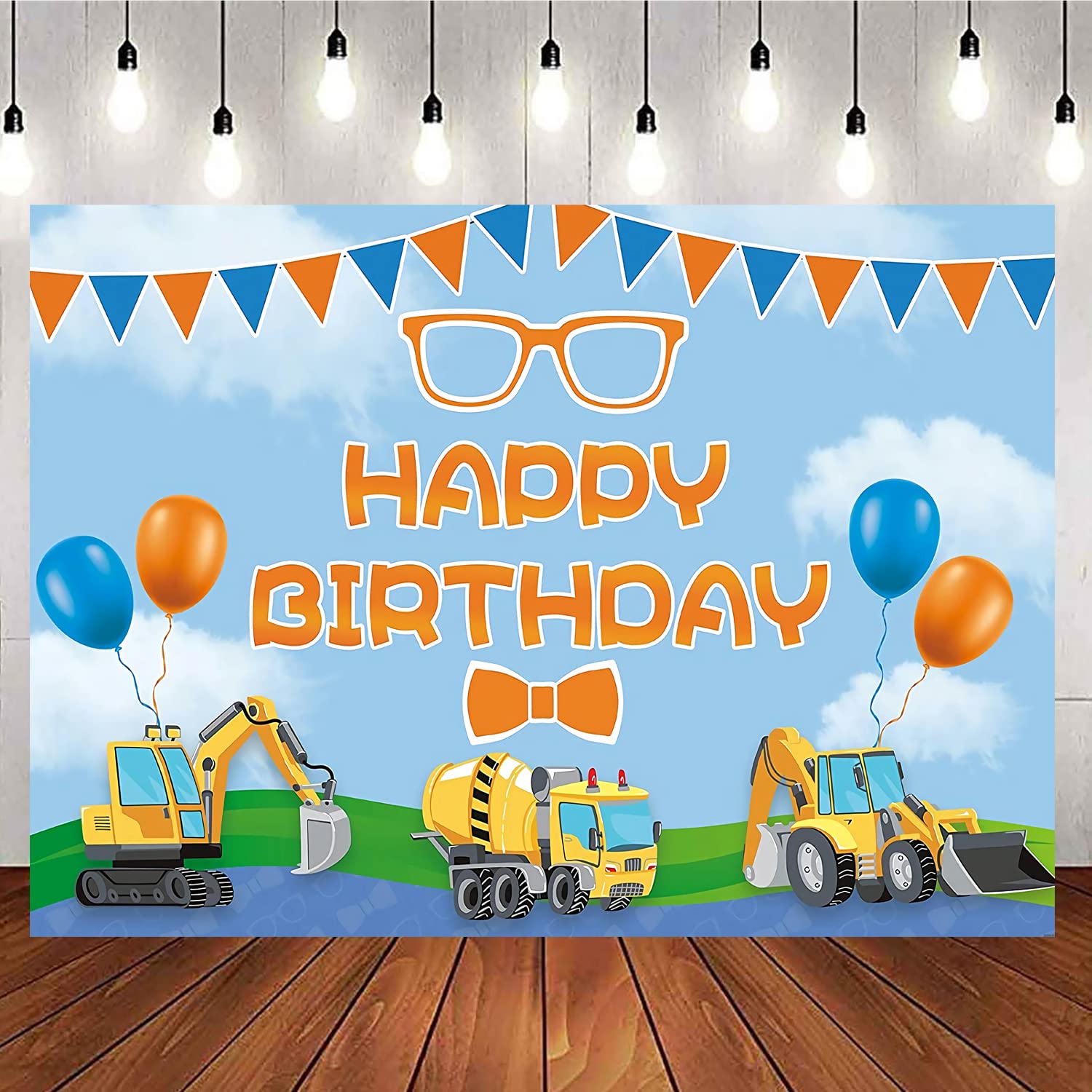 Buy Construction Party Supplies, 6x4ft Blippi Happy Birthday Themed