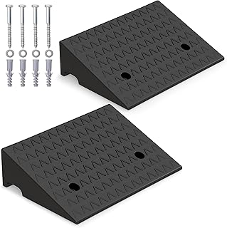 Costway Curb Ramp 2 Pack, 13cm Raised Height Rubber Threshold Ramps Set w/Predrilled Holes & 4 Expansion Bolts, 3T Max Loa...