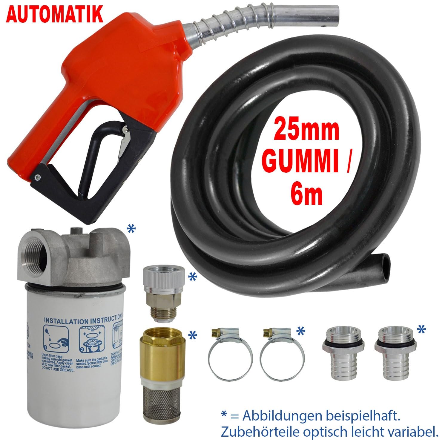 Profi-Pumpe® Diesel Profi 600-4 Paquete 3 | Estación 230V de 600W | Caudal 2.400 l/h y Elevación 41m | Con Pistola Automática, Manguera 6m y Filtro Intercambiable