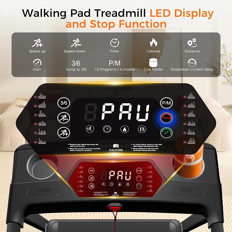 Aiteid Treadmill with Incline,3.0HP Small Treadmills for Home,Portable Electric Treadmill with Handles,Lightweight Walking Pad,Compact Running Treadmills,Walking Pad with Handle,300LBS Capacity image 3