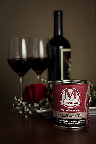 Miniatura 4 de Eco Candle Co. The Mandle - Vela de soja para hombre, aromas de vino y rosas, Mr. Sensitive, lata de pintura de 15 onzas, 100% cera de soja, sin