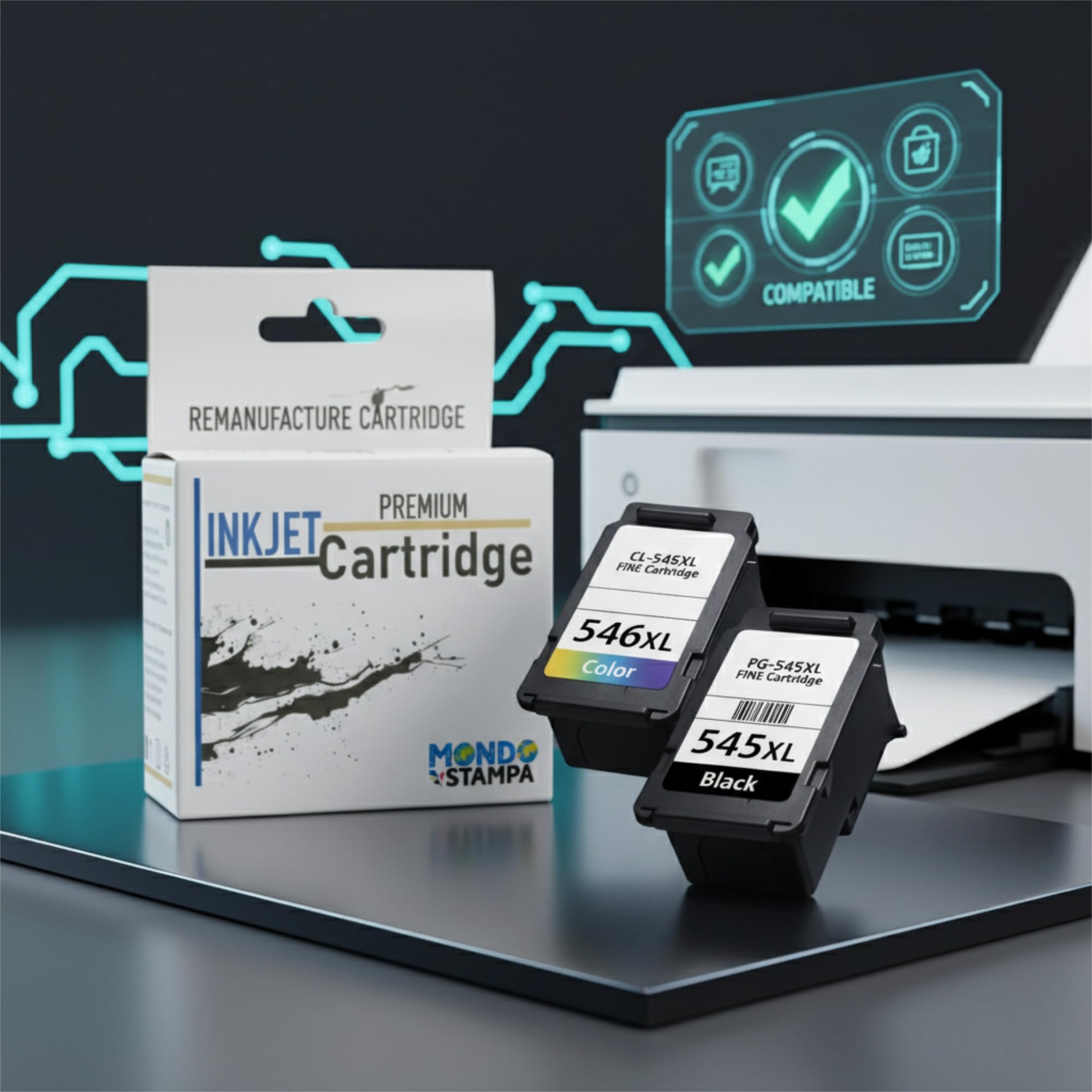 KIT 2 Cartucce RIGENERATE [545XL + 546XL] Alta Capacità Nero/Colore COMPATIBILE per Canon Pixma TS3350 TS3150 MG3050 MG2550S MG2950 TR4550 TR4551 TR4650 MX495 TS3355