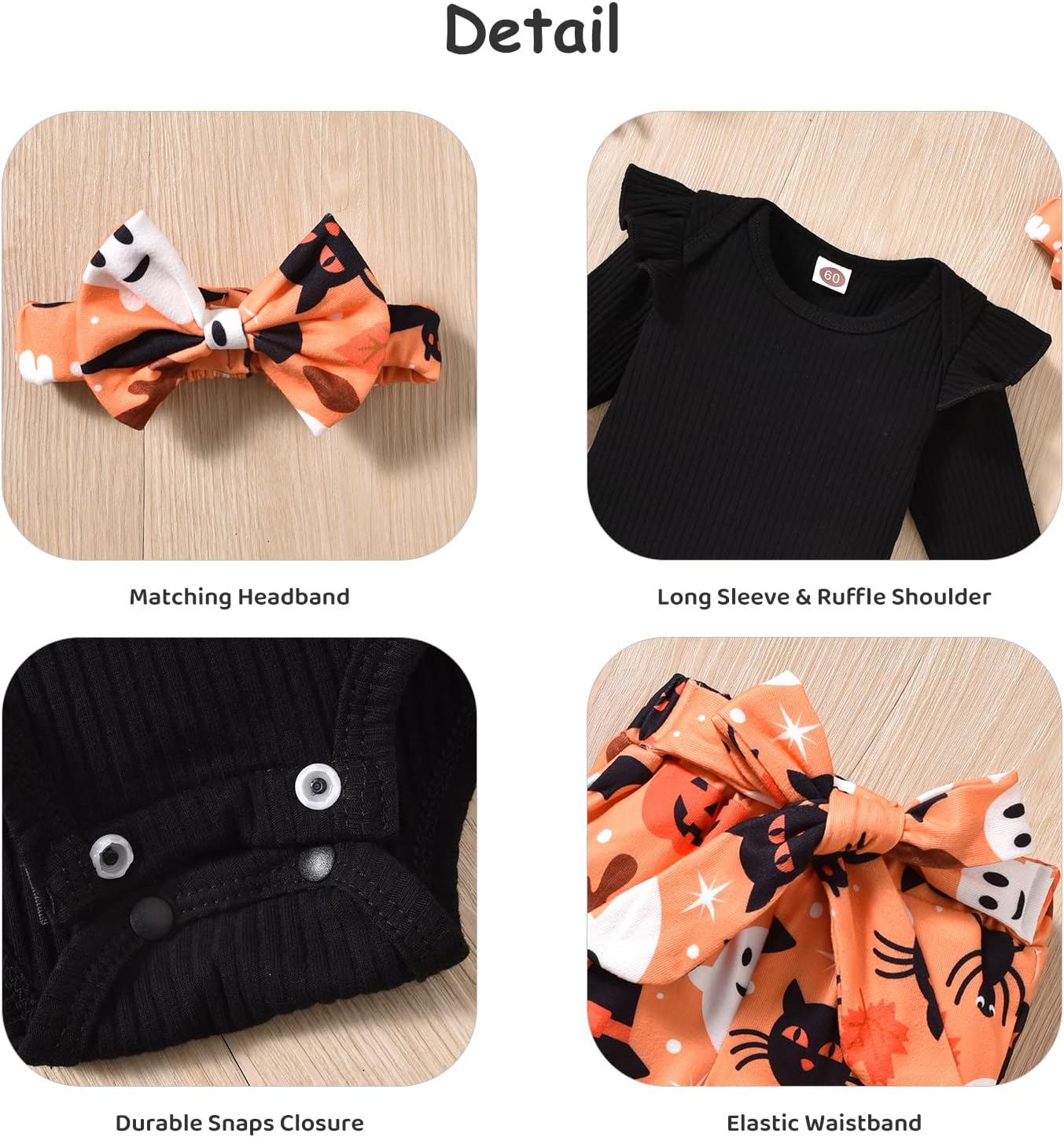 Aalizzwell Preemie Newborn Infant Baby Girls Clothes Ribbed Romper Bodysuit Pants Set Fall Winter Outfits - Image 4