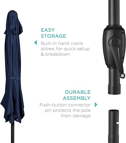 Vista 104 de Best Choice Products - Paraguas redondo para exteriores de alta resistencia (7.5 pies).