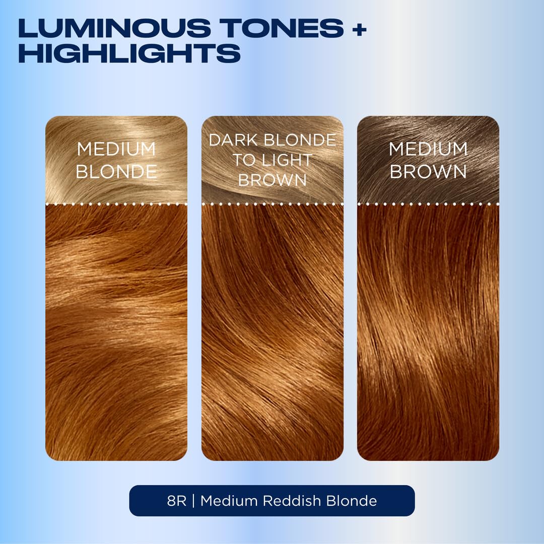 Clairol Nice'n Easy Permanent Hair Dye, 8R Medium Reddish Blonde Hair Color, Pack of 3
