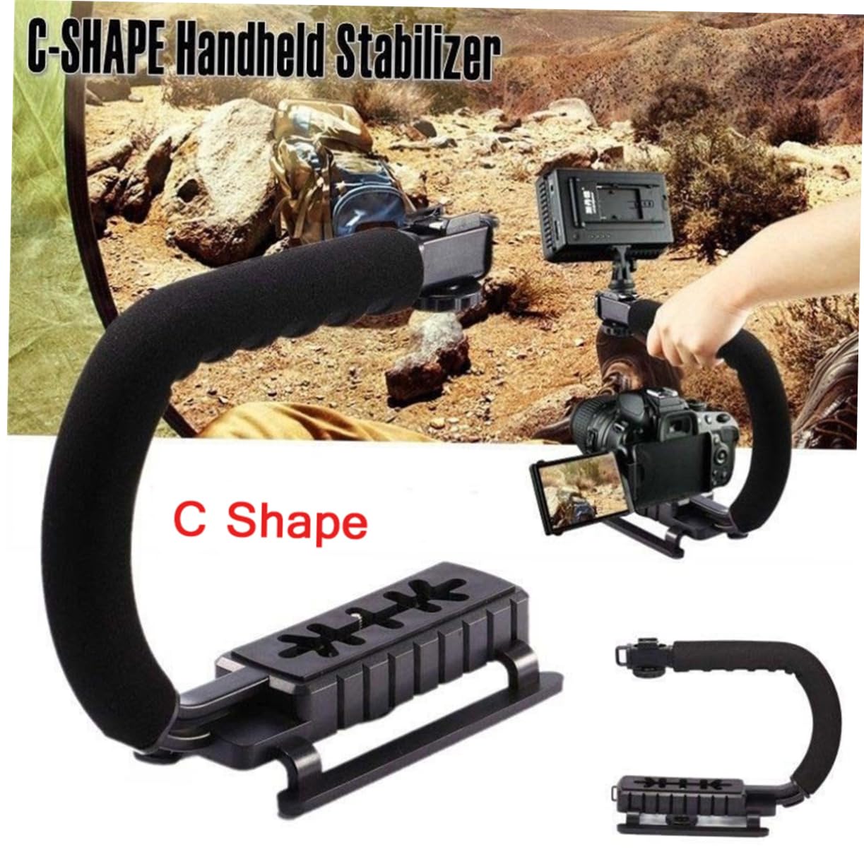 POPETPOP Handheld Camera Stabilizer Stabilizer for Camera Hand Grip C-Type U-Type