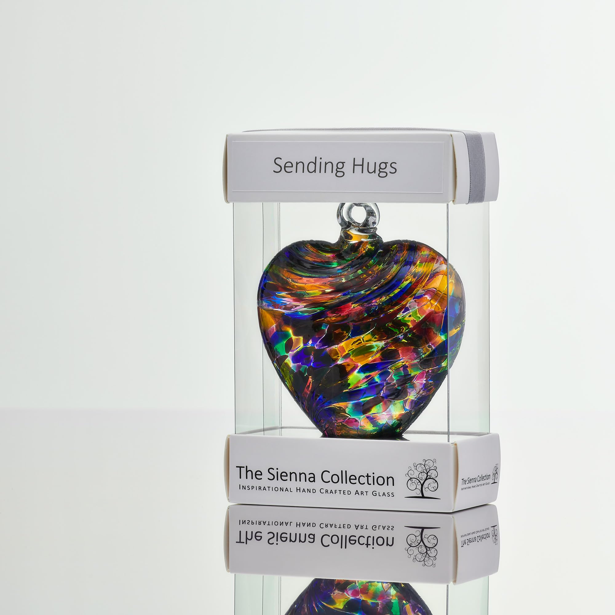 Sienna Glass 8cm Friendship Heart - Sending Hugs - Multicoloured