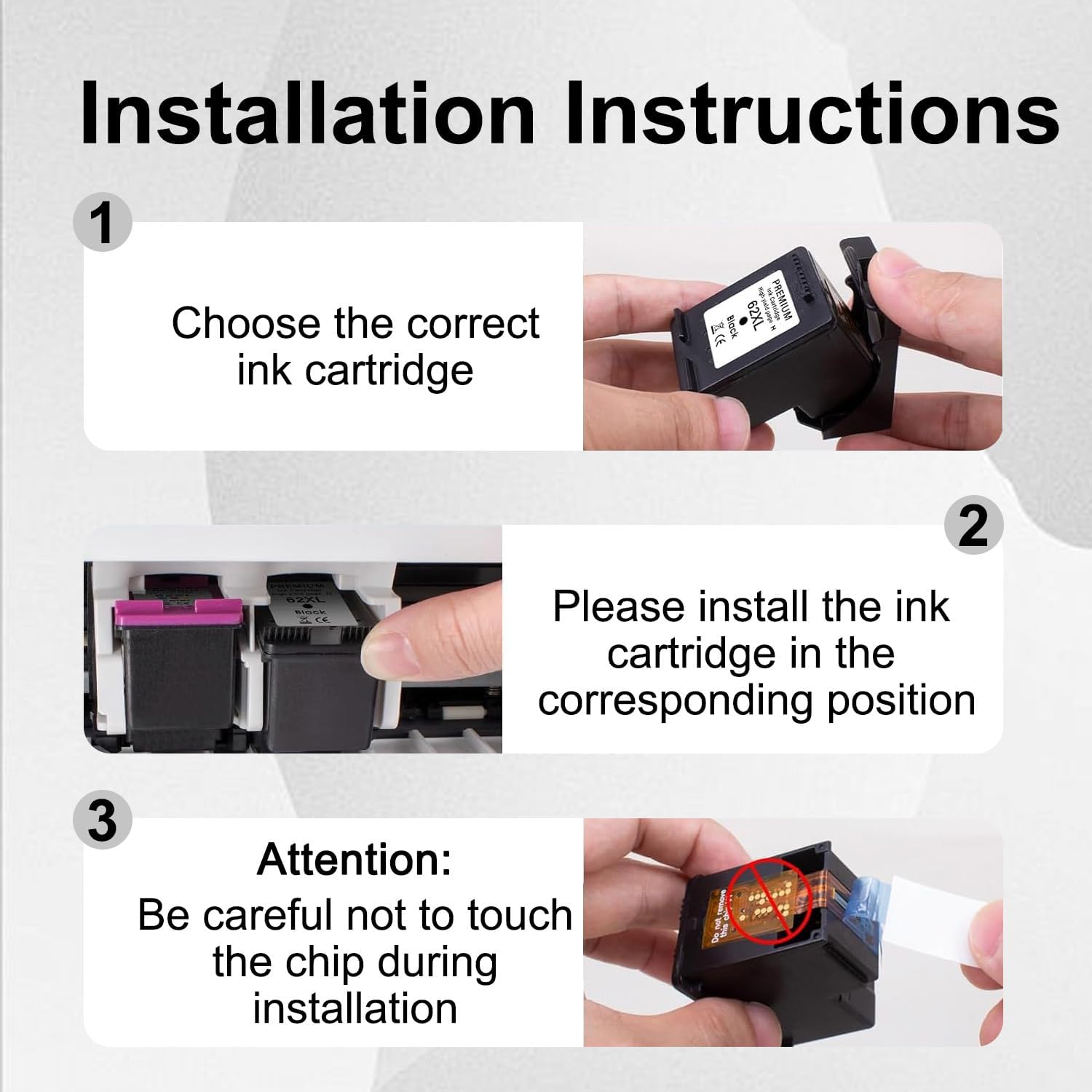 63XXL Black Ink Cartridges Replacement for HP Ink 63 63 XL Ink Work with HP OfficeJet 3830 4650 4655 5255 3833 Envy 4520 4512 DeskJet 1112 2130 3630 (2 Black)
