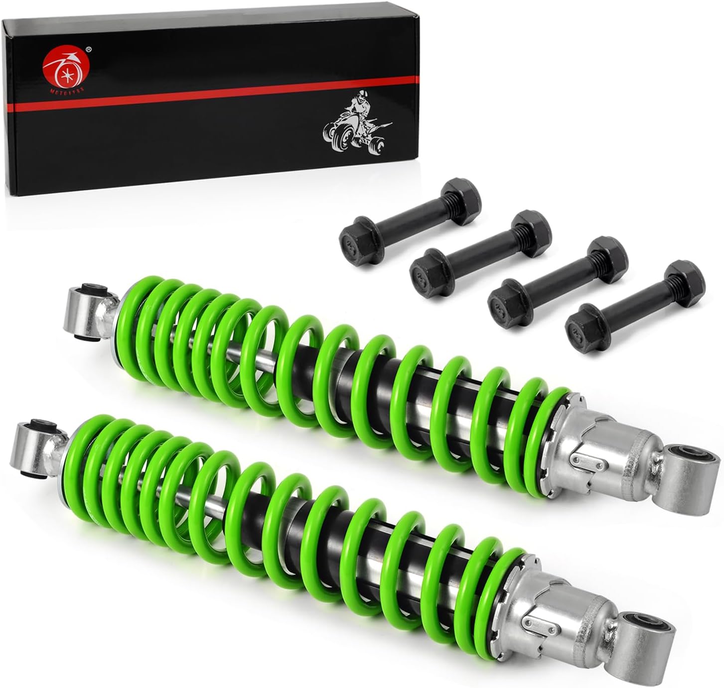 Banshee 350 Front Shocks Absorber GREEN Spring & Bolt lock Nut Compatible with Yamaha YFZ350 1987-2006