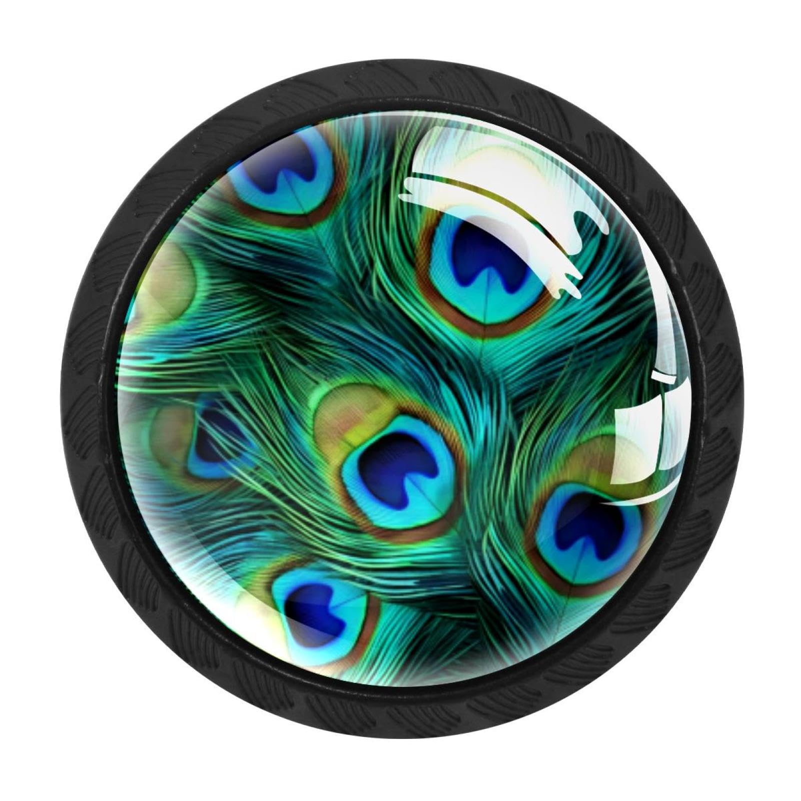 CHENZZZZ 4 Pieces Kitchen Cabinet Knobs Peacock Feather Drawer Knobs Dresser Knobs Drawer Pulls Door Knobs Dresser Drawer Handles Knobs for Dresser Drawers