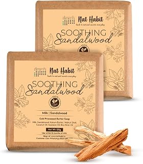 Nat Habit Sandalwood De-Tan Soap |Body Tan Removal Soap for Women & Men | Cold Processed Sandal for Tanning, Skin Brighten... Price In India