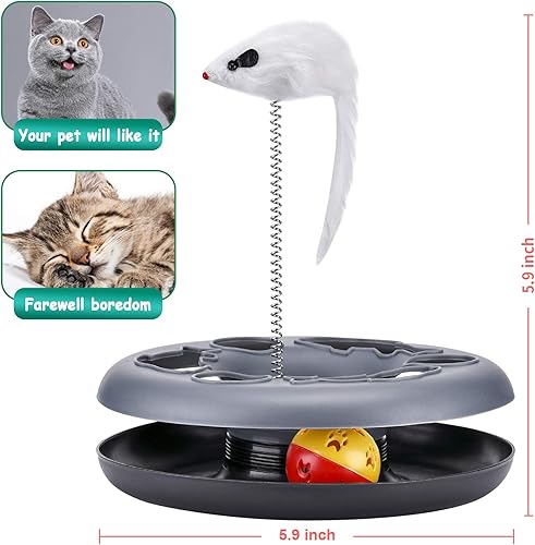 Miniatura 5 de Pawzone Juguetes para gatos, juguetes para gatos de interior, juguetes interactivos para gatitos, pistas de rodillos con hierba gatera, juguete para