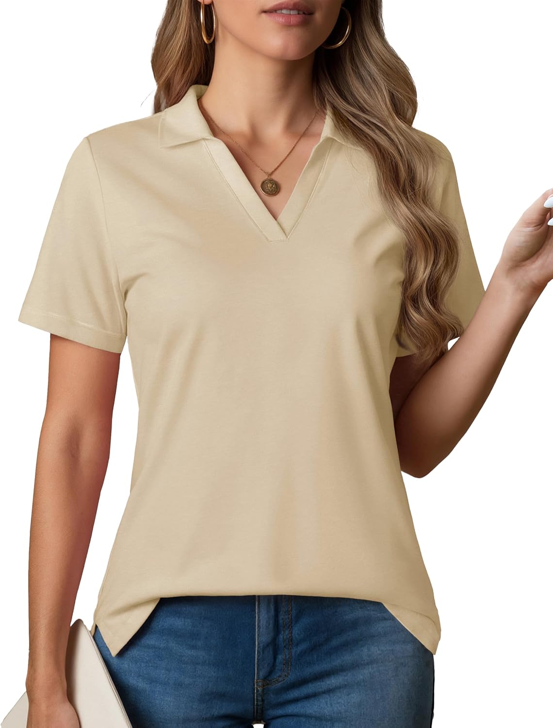 MAGCOMSEN Womens Polo Shirts UPF 50+ Short Sleeve Collared Tops Golf Tee