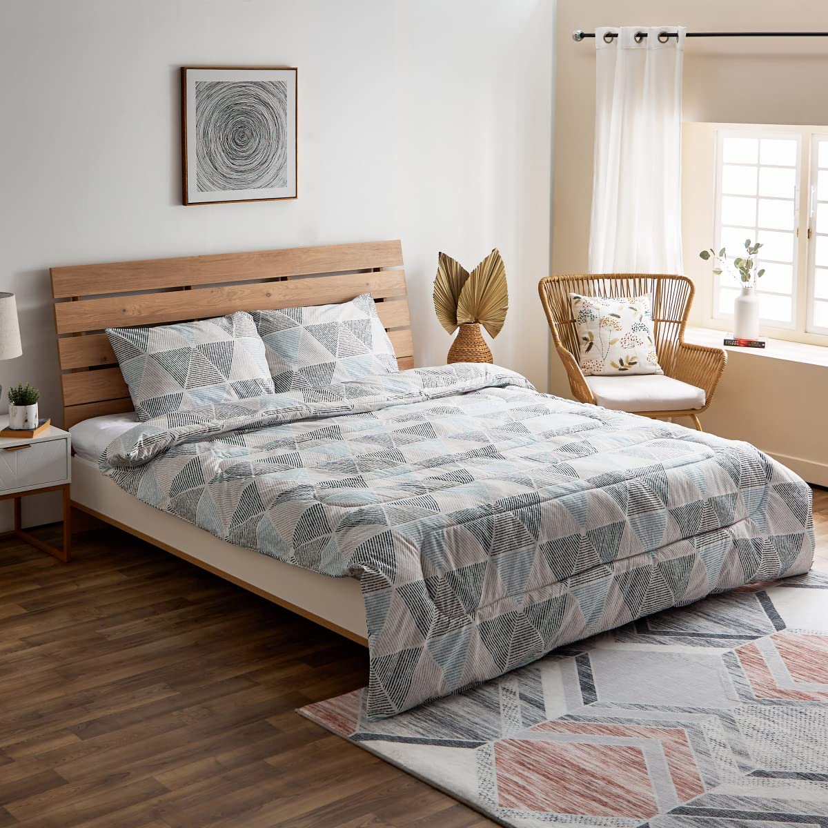 Home BoxOntario Lyle 3-Piece Printed Microfibre King Comforter Set 240 X 220 Cm Multicolour