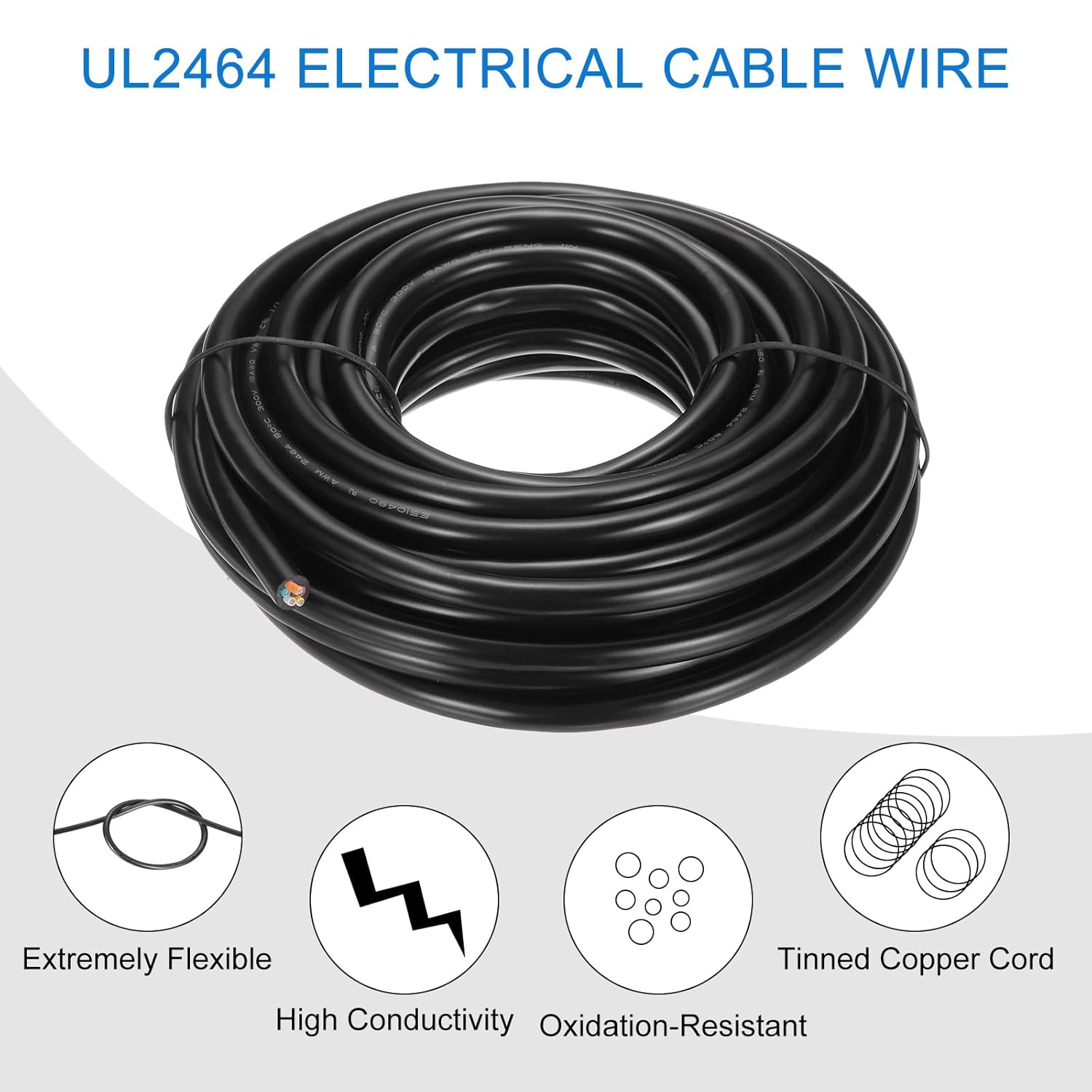 DMiotech 18 Gauge Wire Electrical Wire 6 Conductor, 18 AWG Extension Cable Cord 30 Ft/9 m UL2464 300V Stranded Tinned Copper Wire for LED Lighting Automotive