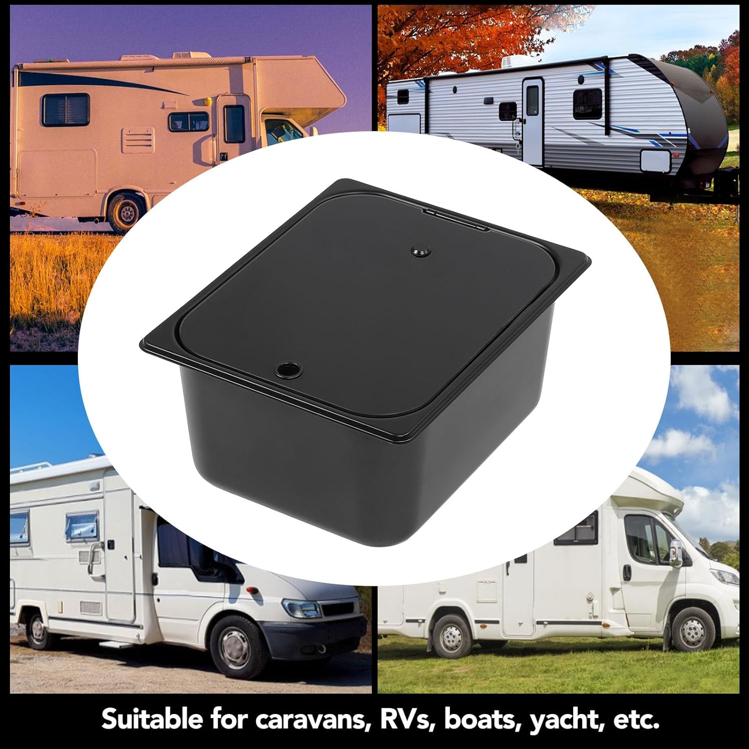 RVシンクステンレス鋼洗浄流域ガラスカバー10.8Lキャンピングカーボートキャラバンの容量