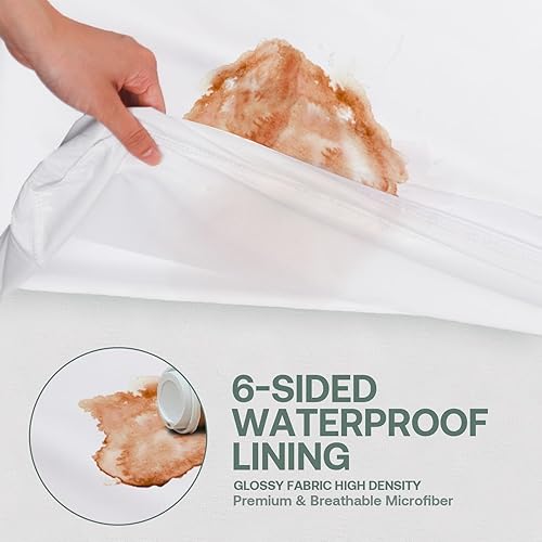 Miniatura 10 de WINKAURA Funda protectora de colchón tamaño matrimonial (con bolsillos de hasta 18 pulgadas de profundidad), tela superior suave y agradable al