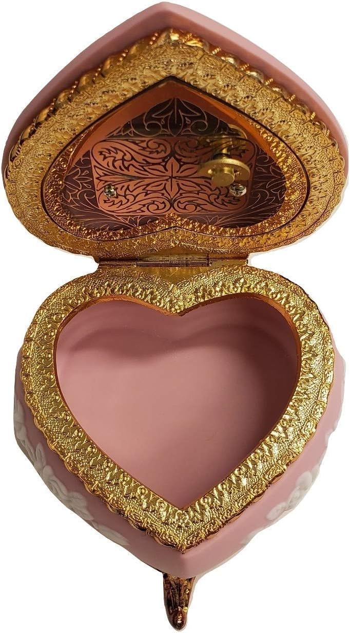 Splendid Music Box Wedgewood Style Heart Shaped Jewelry Box Playing All I Ask of You from Phantom of The Opera