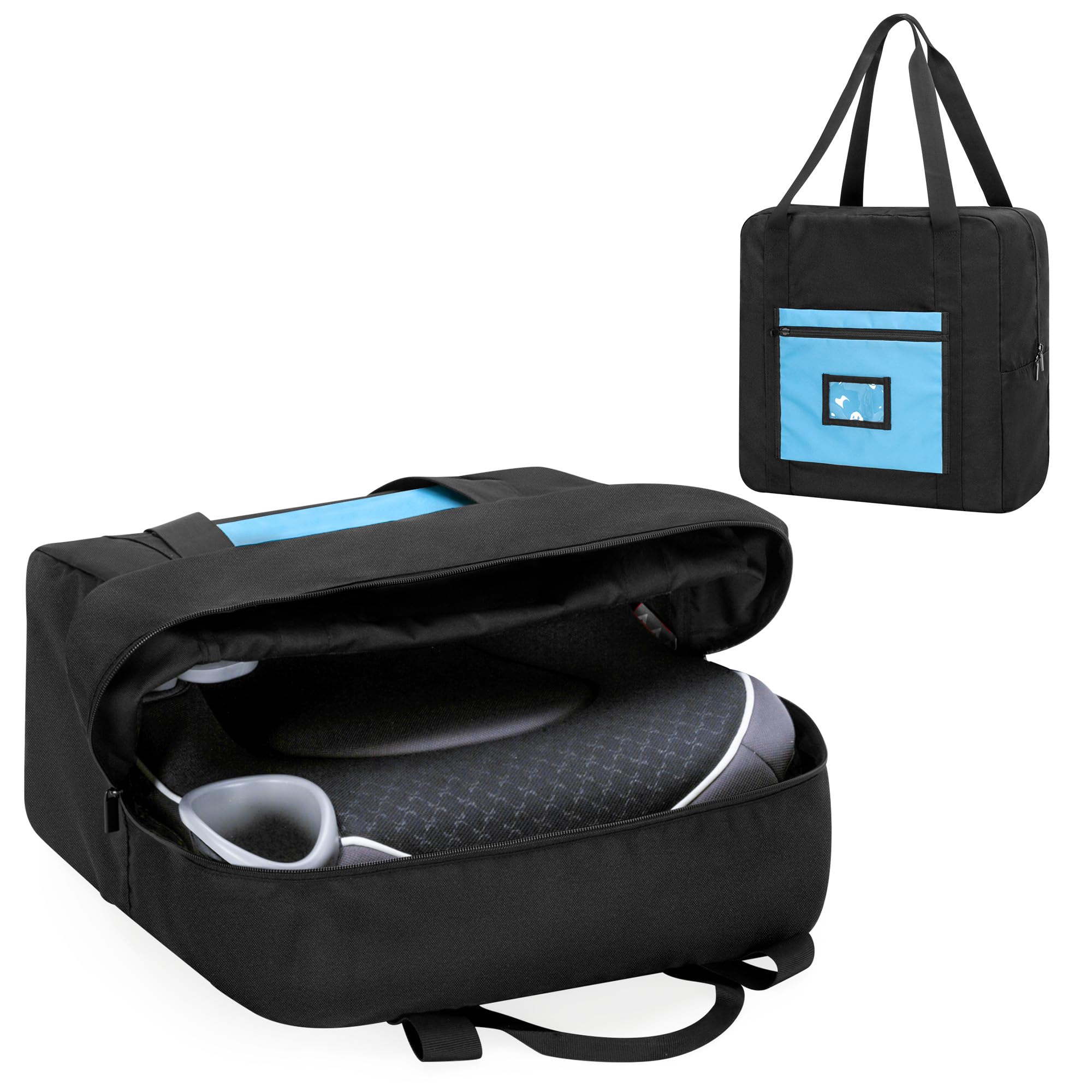 Teamoy Sac pour Coussin Rehausseur, Noir | Sac de Rangement pour Siège Rehausseur, Sac de Voyage pour Chaise Haute (Sac Uniquement)