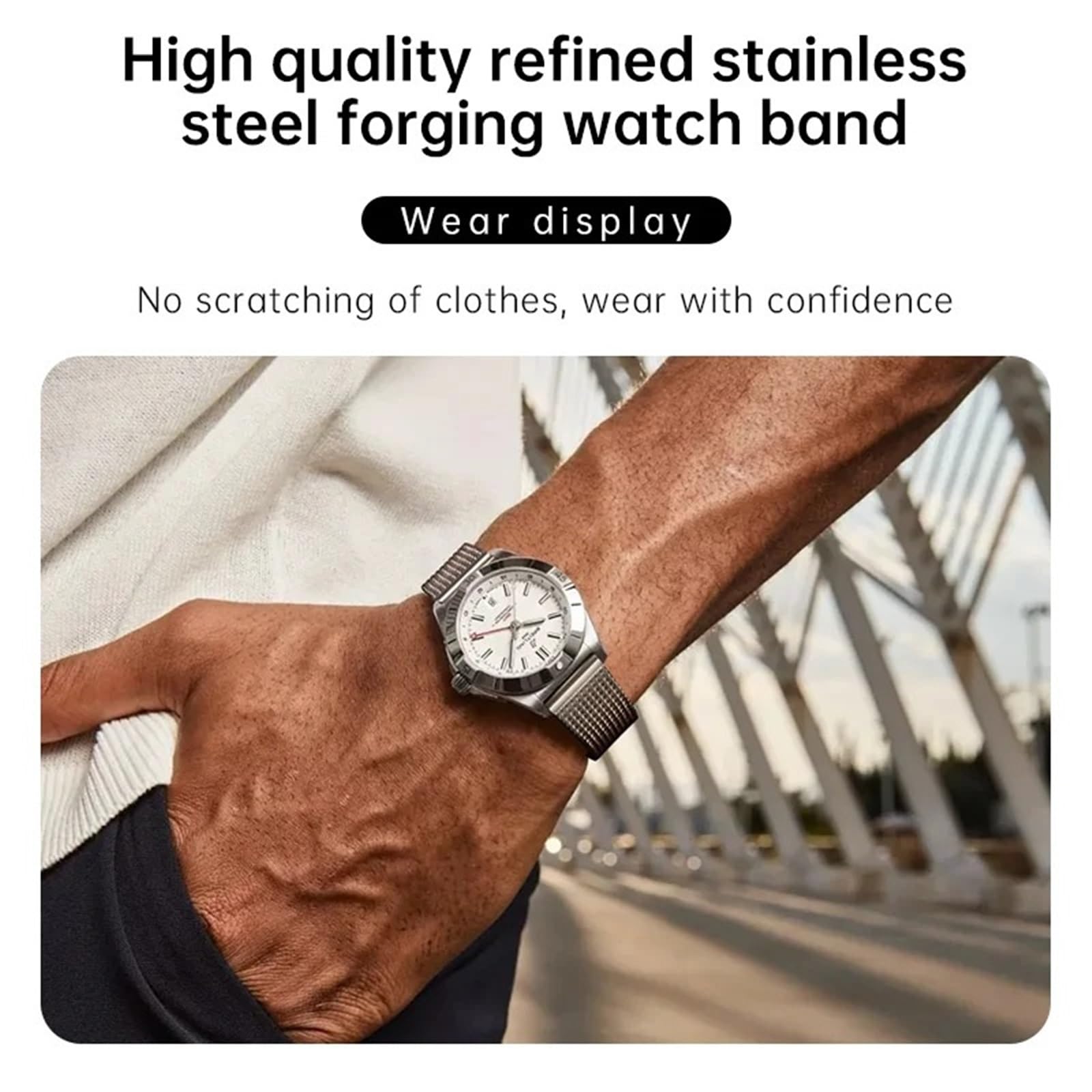 316L Edelstahl-Uhrenarmband für 20 mm, 21 mm, 22 mm Milanaise-Uhrenarmbänder