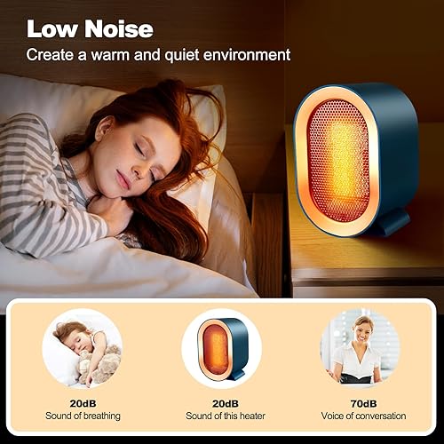 Miniatura 6 de Aisuo Calentador de espacio para uso en interiores, mini calentador de 1200 W con 2 modos de calefacción, ahorro de energía y silencioso, protección