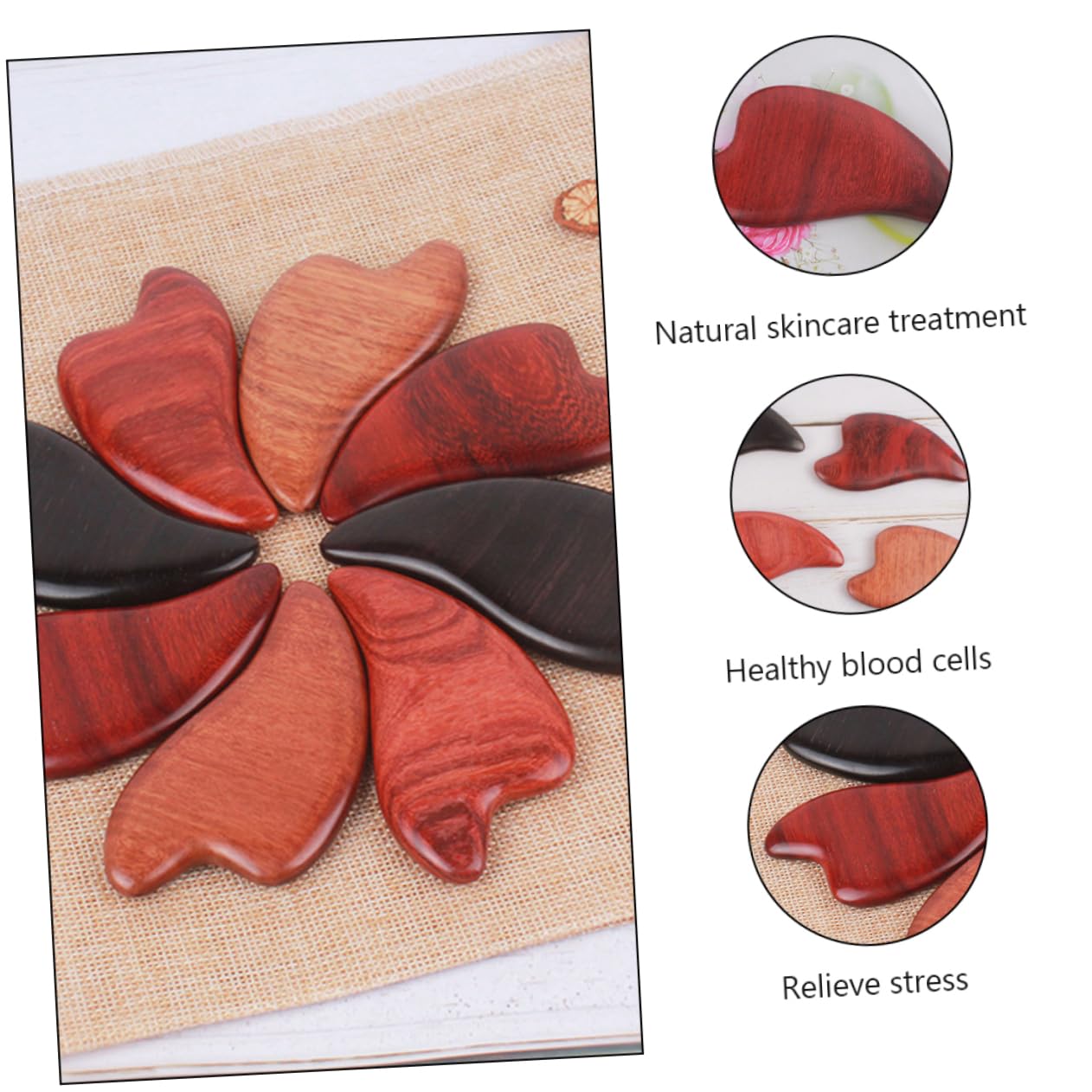 Healeved 3piezas Masajeador Facial De Madera Tabla De Scraping Natural Para Aliviar Tensiones De y Relajación Para Cara Cuello y