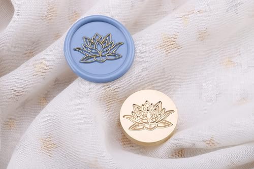 Miniatura 7 de Yoption Sello de cera de flor de loto, sello de planta vintage para invitaciones de boda, sobres de embalaje de regalo