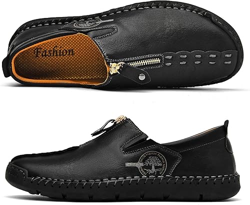 Miniatura 2 de Shaire Zapatos casuales de cuero sin cordones para hombre, zapatos cómodos y transpirables para caminar para hombres