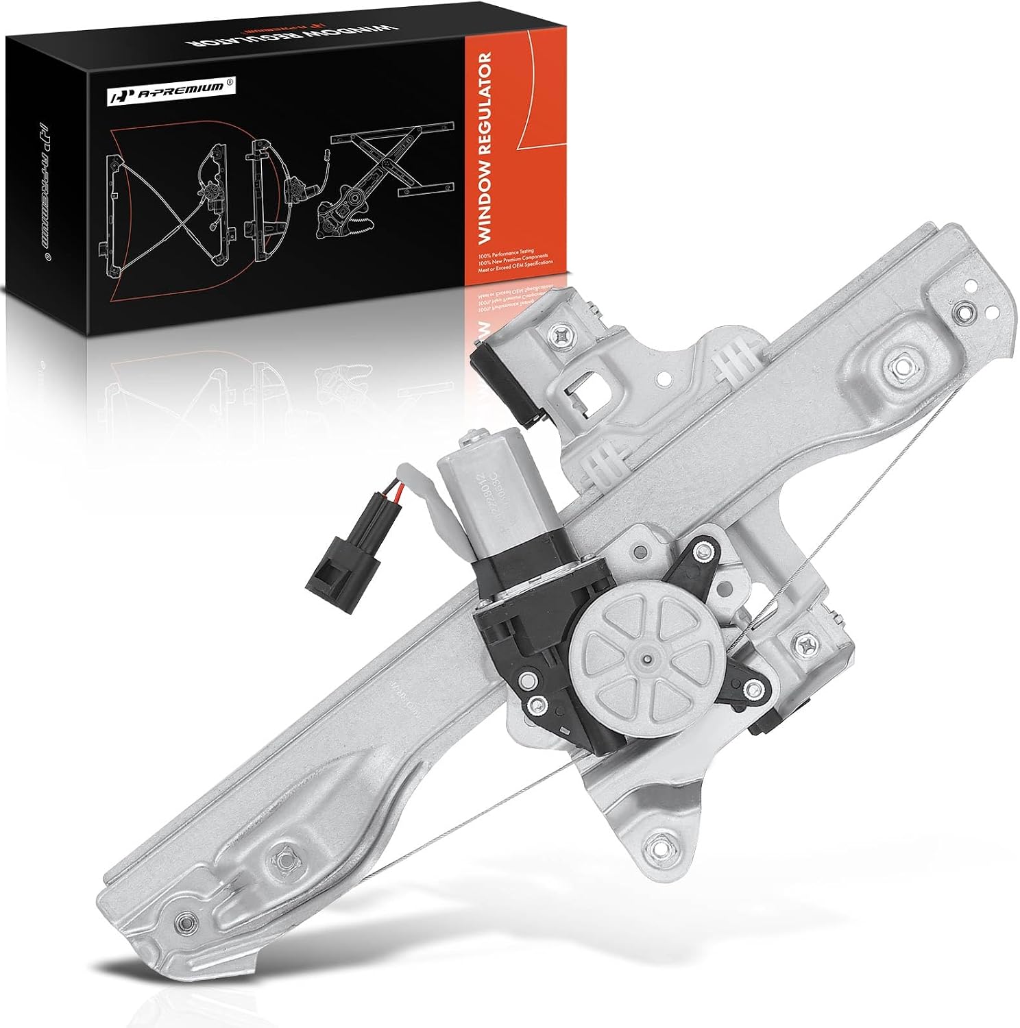 A-Premium Rear Passenger Side Power Window Regulator with Motor (2-Pin) | for Chevrolet Sonic 2012-2019 Sedan Hatchback