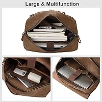 Vista 4 de Waxed Canvas Vintage Backpack Casual Genuine Leather Laptop Travel Rucksack for Men Women