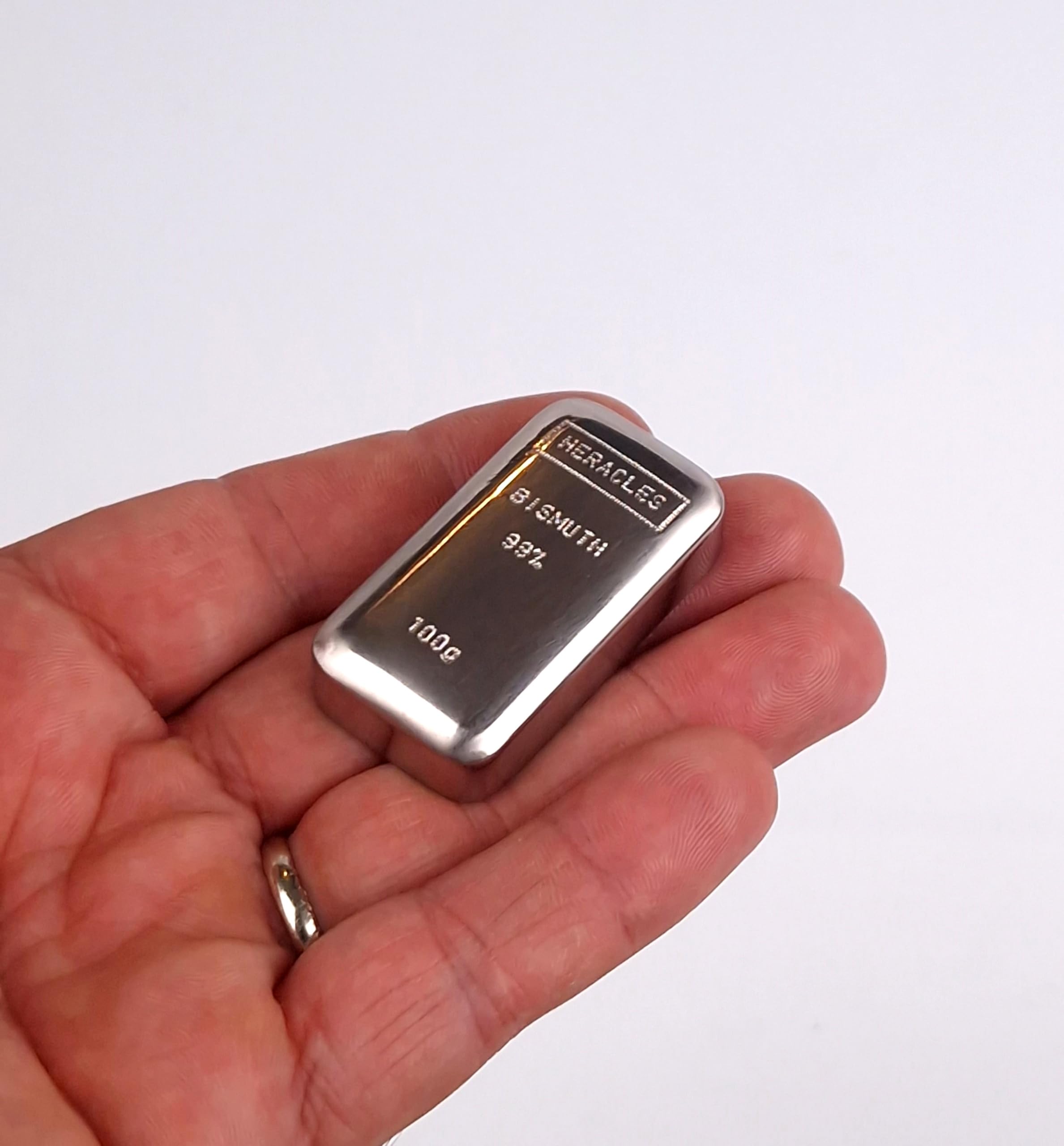 Lingotin de Bismuth pur 999, 100 g - Dimensions 4,5 x 2,3 x 1 cm - Pureté exceptionnelle pour collections et amteurs de métaux précieux - Cadeau unique et original