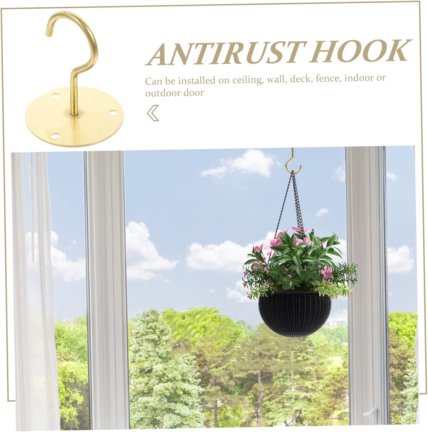 65mm Heavy Duty Ceiling Hooks Iron Wall Hangers Multi-Function Ceiling Hanger for Home 5 Pack Gold Color