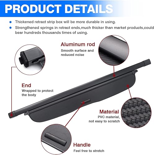 Miniatura 223 de Powerty Cubierta de Carga para Accesorios Kia Sportage 2023-2025 2026, Textura de Lona Cubierta Retráctil para Maletero Trasero de Carga de Equipaje