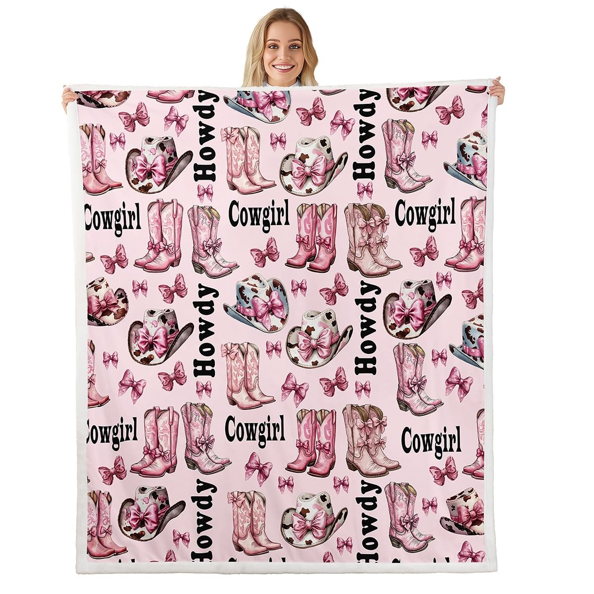 Couverture polaire fille rose style cowgirl occidentale et princesse 127x152 cm