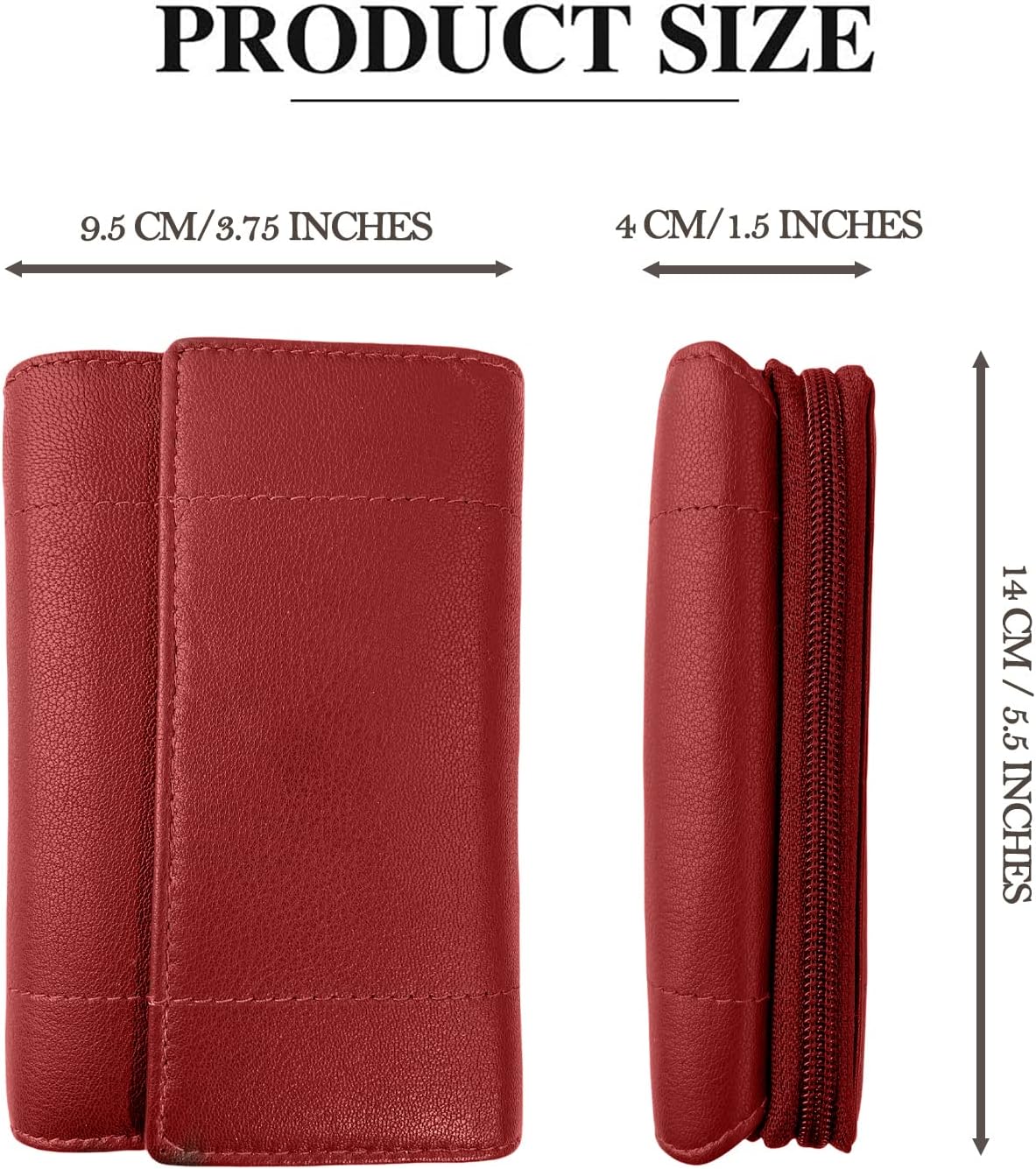 Woodland Leathers Purses for Women Real Leather RFID Protection Small Purse Wallet with Card and Zip Coin Pockets (Red) - Image 4