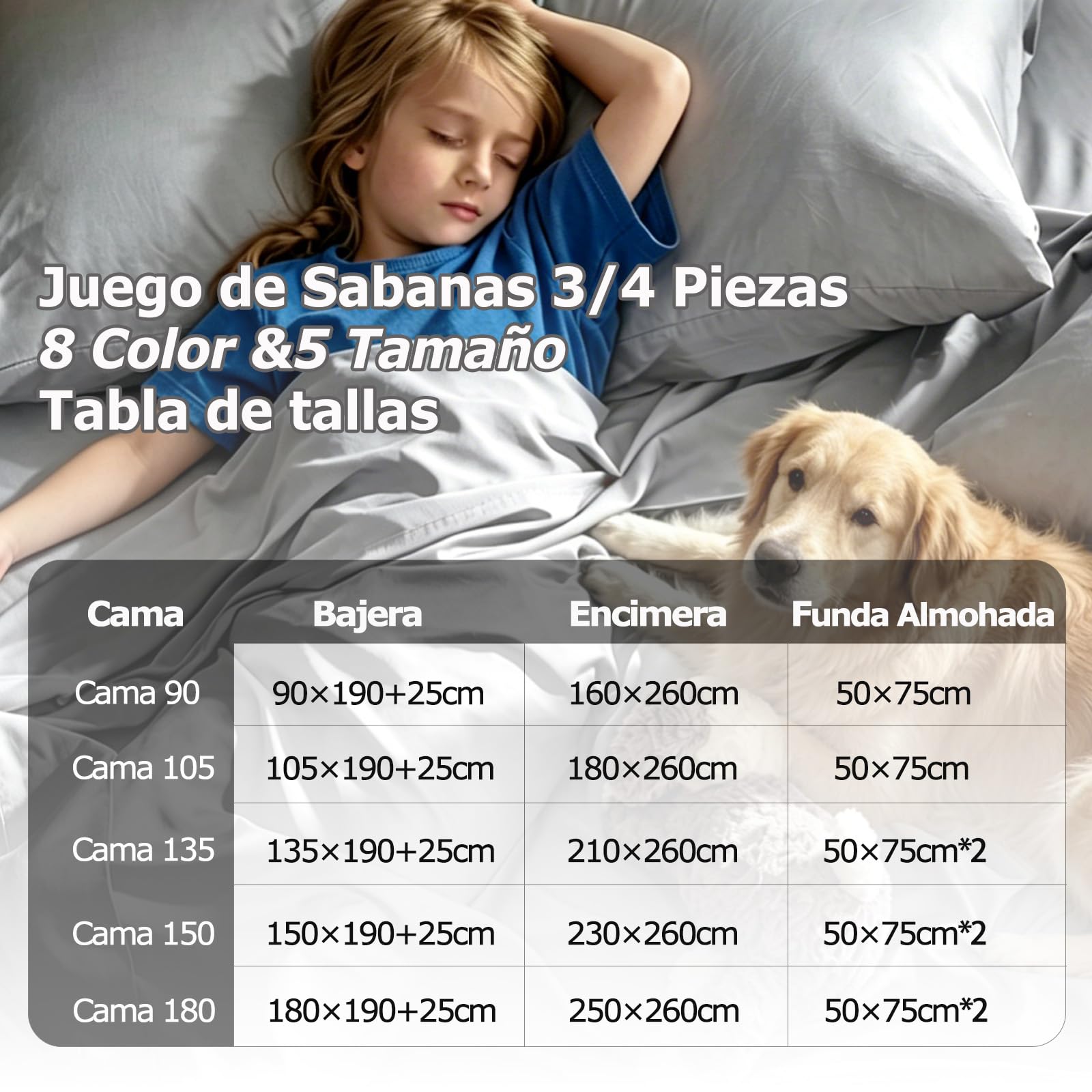 Juego de Sabanas 4 Piezas, para Cama 180x190cm, 100% Poliéster, Amarillo | Bajera de 180x190cm, Encimera de 250x260cm y dos fundas de almohada de 50x75 cm