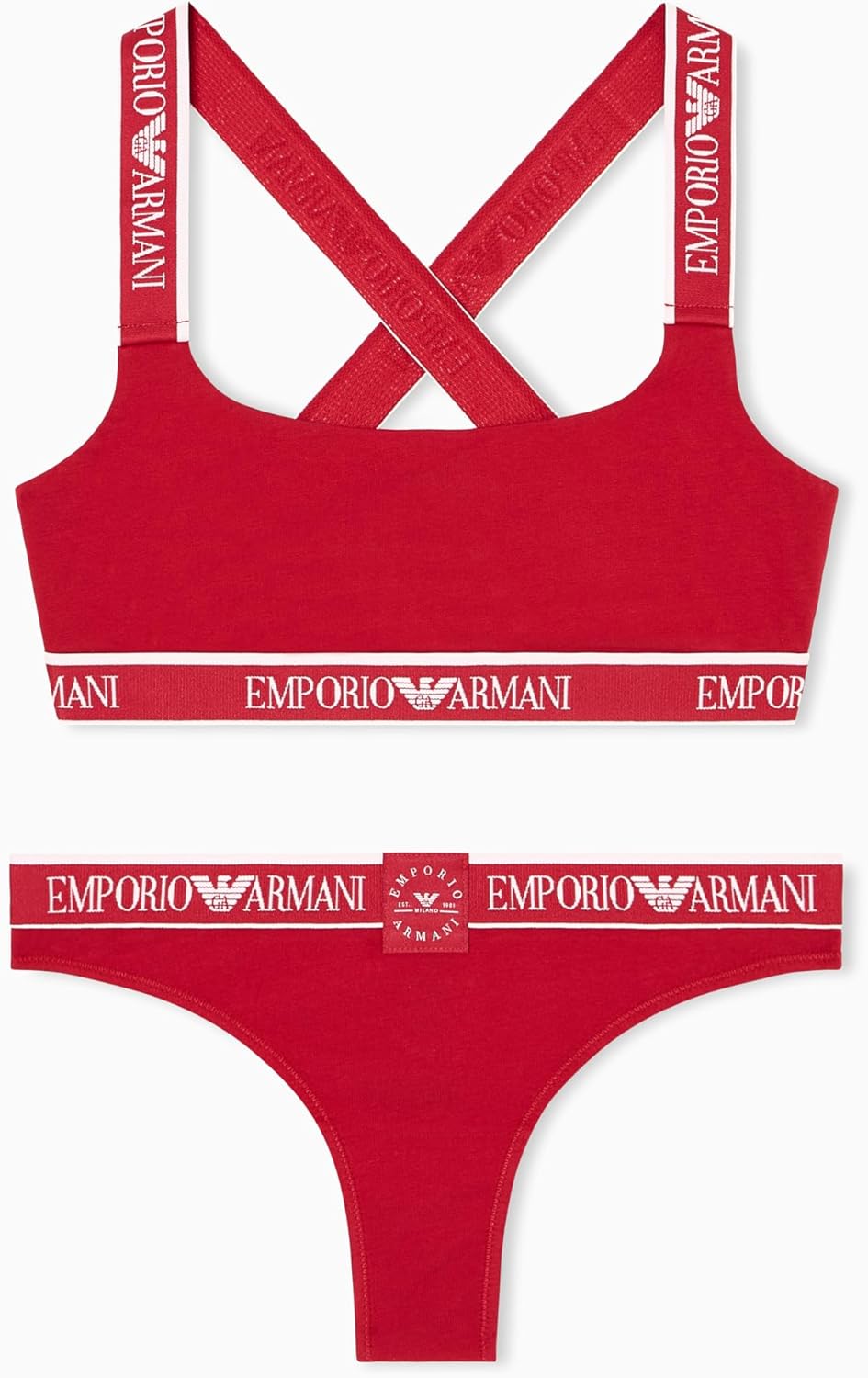 Emporio Armani Women's Iconic Logo Band Bralette and Brazilian Set